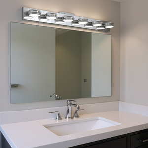 Modern 43in LED Vanity <b>Light</b> Bar 6 <b>Lights</b> Chrome Finish Bathroom Mirror Lamp Surface Mounted Warm White 3500K IP44 - Product Image 2