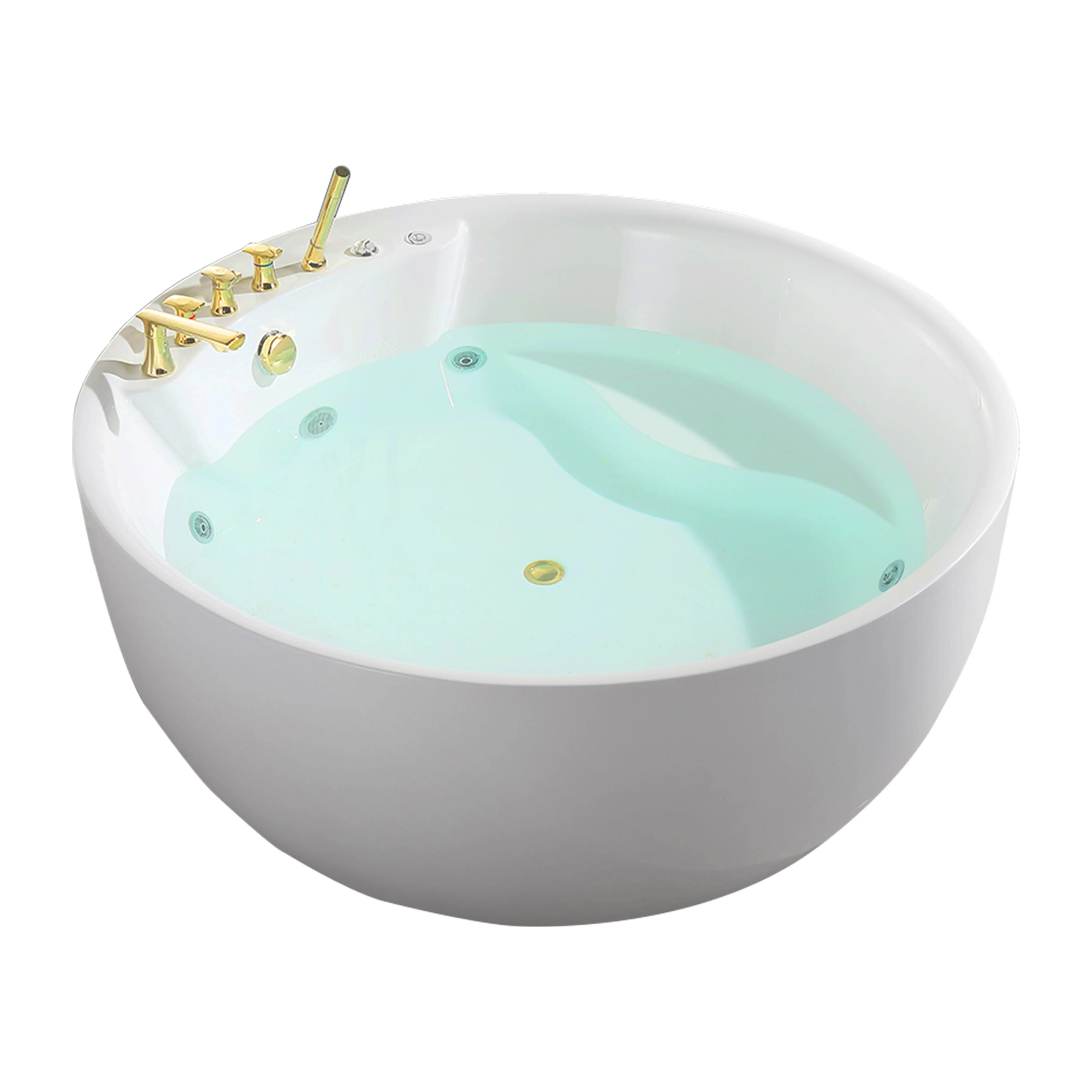 Rokbath WB-8027 vòng hình dạng đơn lập phong cách Whirlpool massage bồn tắm với Vàng vòi hoa sen vòi