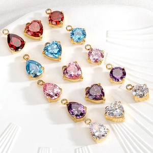 Fatingna kalung liontin zirkon hati bentuk air mata, Kalung dengan hiasan gantung baja tahan karat DIY untuk hadiah pesta pernikahan - Product Image 2