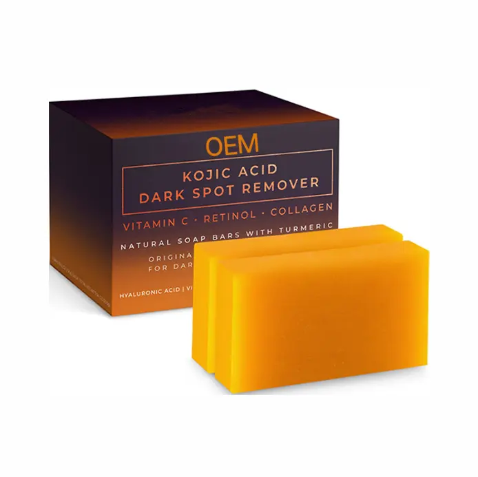 OEM Private label Kojic Acid Handmade Soap Turmeric Vitamin C Whitening Dark Spot Removal Cleaning Bleaching Soap