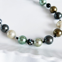 2024 à la mode hip-hop titane acier perle couture collier de perles noires pour hommes et femmes collier empilé
