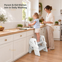 Tabouret pliant pour enfants en gros, OEM ODM, 2 niveaux, design moderne convertible, écologique, durable, en plastique, multi-usages