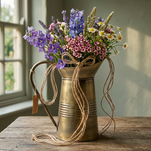 แจกันโลหะสีบรอนซ์ลายดอกไม้สไตล์ชนบทยุค 1920 ของ Farmer's Market สำหรับตกแต่ง - Product Image 4