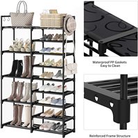 Meilleure vente : Étagère de rangement métallique à 9 niveaux et double rangée, simple, pour chaussures, armoire murale, articles ménagers, garage, salle de bain