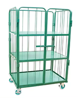 Chariot à palettes en treillis métallique avec étagères Stockage de blanchisserie et de cargaison de sécurité d'entrepôt personnalisé Chariots à provisions en acier Carton