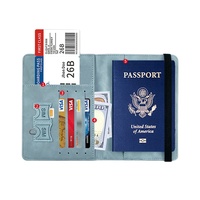 Étui Portefeuille de Voyage en PU pour Passeport, Porte-Passeport, Portefeuille pour Cartes Bancaires, Visa, Carte d'Identité et Protège-Passeport avec Logo Gaufré