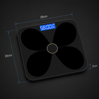 Báscula Digital de Baño de Alta Precisión de 180 kg, Báscula Inteligente de Grasa Corporal con Bluetooth, Báscula Electrónica con Pantalla LCD Retroiluminada de Vidrio Templado
