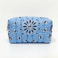 Trousse de Maquillage Bandana Matelassée avec Doublure Paisley – Pochette de Voyage Quotidienne Style Western