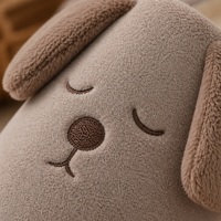 Pantoufles d'intérieur en peluche avec visage de chien mignon, doublure douce, semelle antidérapante en EVA