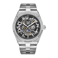 Montre mécanique automatique pour homme HANBORO avec diamants incrustés, or rose, multifonctionnelle, mode, acier, montre mécanique de luxe