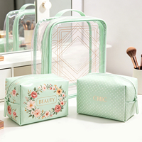 Juego de 3 Bolsas de Cosméticos Impermeables para Viaje, Bolsa de Aseo Transparente de PVC, TPU y Cuero, Bolsa de Maquillaje, Aprobada por la TSA para Estadios