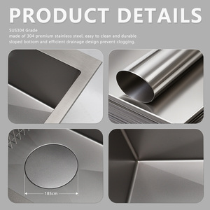 Kore Tarzı Minimalist Paslanmaz Çelik 304 858*518 Tek Hazneli Tek Dekoratif Nano Gümüş Yüzey İşlemli El Yapımı Tezgah Üstü Mutfak - Product Image 2
