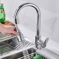 Robinet de cuisine moderne en acier inoxydable chromé avec cartouche en céramique, montage sur plan, mitigeur chaud/froid extractible