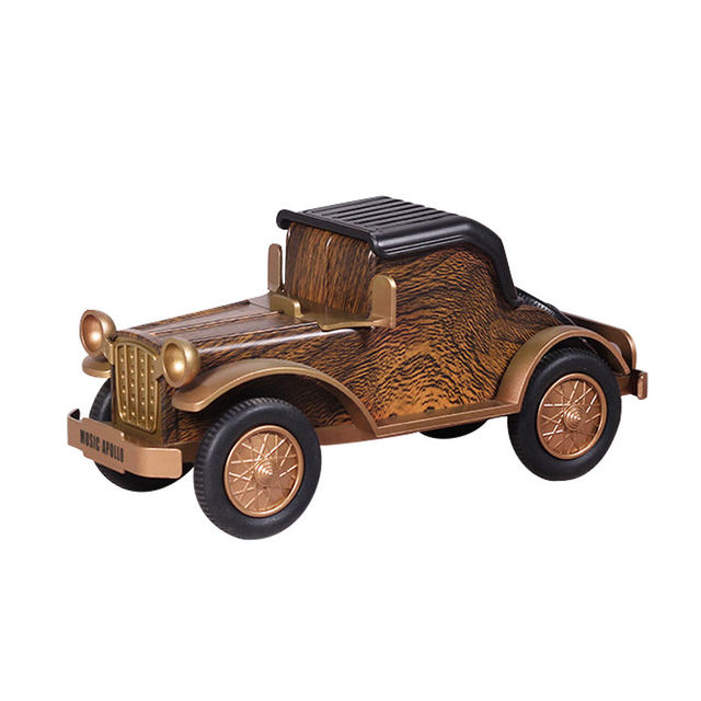 Creative Wooden Car Bluetooth Mini Hifi Loudspeaker Old Fashioned Classic Style with Phone Holder Wireless Speaker