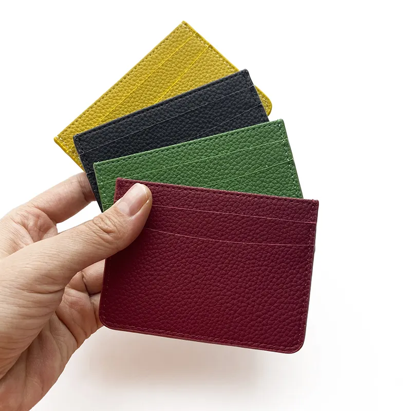 Bos manufacturer custom material pebble leather wallet credit card holder