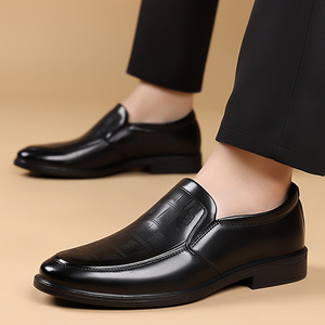 Mocasines de cuero para hombre, sin cordones, punta redonda, forro de cuero genuino, suela de goma, para todas las estaciones, zapatos casuales de negocios. - Product Image 2