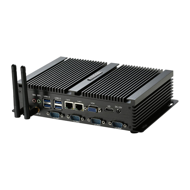 KINGDEL Industrial Mini PC, Celeron 1007U/1037U, 8GB RAM/128GB SSD, 4x RS232 COM, 2x Gigabit NICs, Fanless