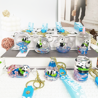Porte-clés créatif en acrylique avec panda de dessin animé mignon, breloque à paillettes liquides flottantes, imprimé UV, couleur personnalisée