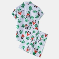M-3XL Hawaiiaanse Serie Strandstijl Zomer Nieuwe Kraag Met Print T-Shirt Met Korte Mouwen + Strandshort 2-delig Pak