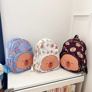 防水カピバラ柄リュックサック、男の子女の子向けのかわいい漫画風子供用スクールバッグ - Product Image 1