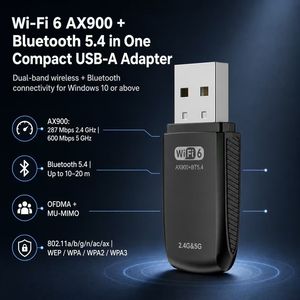 IFA02 AX900 Adaptateur WiFi double bande WiFi6 et Bluetooth 5.4 2-en-1 USB, carte réseau sans fil sans pilote - Product Image 4