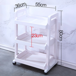 Three Tier <b>Storage</b> <b>Cart</b> 55x36x80cm With Wheels Multi Purpose Kitchen Trolley Bamboo Natural Color - Product Image 5