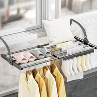 Séchoir à vêtements pliable pour balcon Poteau de séchage de radiateur de fenêtre rétractable avec hauteur réglable