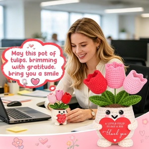Cadeau de Remerciement pour Femme, Cadeau de Fin d'Année pour Enseignante, Cadeau de Reconnaissance pour Employé, Collègue, Chef, Fleur de Tulipe au Crochet Faite à <span class=keywords><strong>la</strong></span> Main - Product Image 6