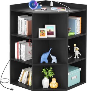Étagère d'<span class=keywords><strong>angle</strong></span>, armoire de rangement noire pour le rangement des jouets, idéale pour les petits espaces, chambre à coucher, salon - Product Image 1
