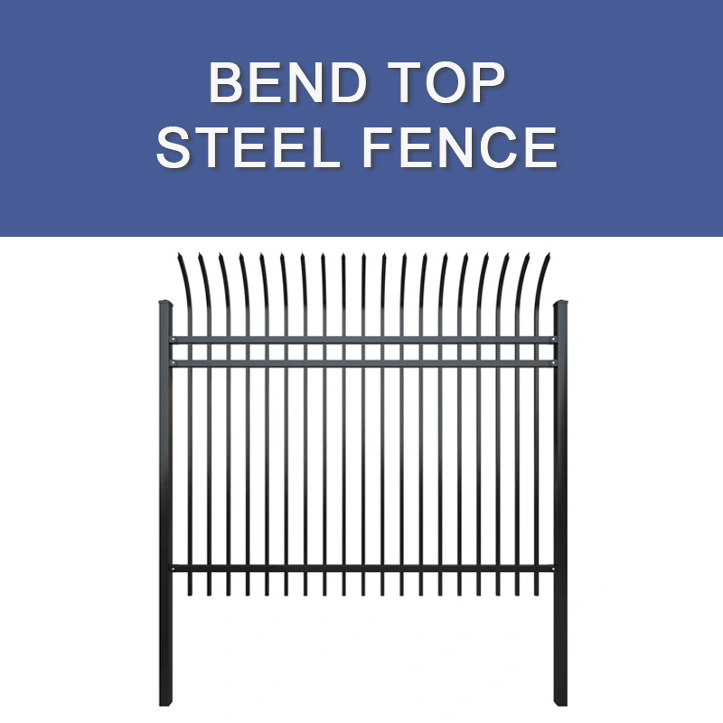 Valla de acero con parte superior curvada