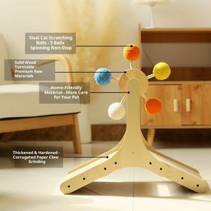 <span class=keywords><strong>Jouet</strong></span> pour chat en forme de grande roue, en <span class=keywords><strong>bois</strong></span> massif, avec boule rotative suspendue, plateau tournant pour chat, plumes colorées, <span class=keywords><strong>jouet</strong></span> à gratter pour chat, <span class=keywords><strong>jouet</strong></span> interactif pour animaux de compagnie à la maison - Product Image 3