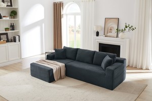 L-Shaped Convertible Modular Sectional <b>Sofa</b> Set Corduroy Fabric Deep-Seat No Assembly Required Comfy Sleeper Apartment Hotel - Product Image 4