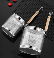 Yolecen acier inoxydable nouilles passoire tamis ustensile de cuisine manche en bois passoire à pâtes maille passoire alimentaire matériau Durable
