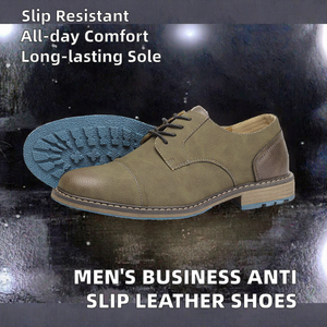 Chaussures habillées à lacets pour hommes de 8 cm, souples, antidérapantes, semelle résistante à l'usure, respirantes, confortables, grandes tailles, style vintage, couleur unie simple - Product Image 2