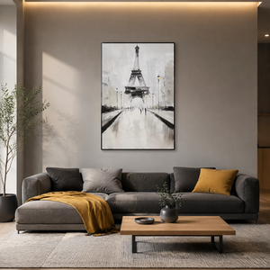 Pintura <span class=keywords><strong>al</strong></span> Óleo Impresionista Pintada a Mano de la Torre Eiffel, Escena Monocromática de Calle Parisina, Arte Moderno para Decoración del Hogar - Product Image 3