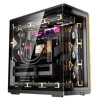 Boîtier d'ordinateur de jeu de bureau Aigo Xingcan Chen StellarSpark ATX Mid-Tower avec écran FHD 9,16 pouces en verre incurvé, prend en charge BTF MB