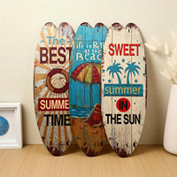 Décoration murale en bois en forme de planche de surf, Plaque murale suspendue en bois, Art mural rétro sur le thème du surf pour la décoration de la maison, du bar ou de la maison de plage, Cadeau