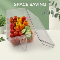 Boîte de rangement alimentaire empilable sans BPA avec poignée de traction, en PET transparent, pour économiser de l'espace dans le réfrigérateur