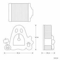 Maison pour chat en carton ondulé en forme de fantôme avec entrée en arche, boule suspendue, meuble griffoir d'intérieur pour chat