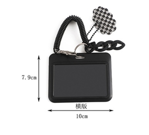 Porte-clés porte-cartes photo <span class=keywords><strong>Kpop</strong></span> noir 10CM lanière rétractable étudiant personnel Id Pvc Photo hologramme carte manchon protecteur clair - Product Image 2