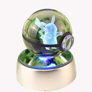 ลูกบอลคริสตัลแกะสลักของขวัญของที่ระลึกขนาด50มม./80มม. ฐาน LED โอปอล3D สั่งทำได้ - Product Image 1