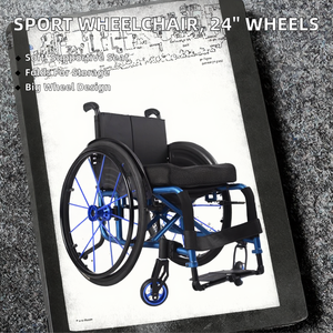 BEIZ 24-Inch Big Wheels Sport <strong>Wheelchair</strong> Folding <strong>Manual</strong> with Comfortable Cushion Parts Detachable 3-Year Warranty - Product Image 2