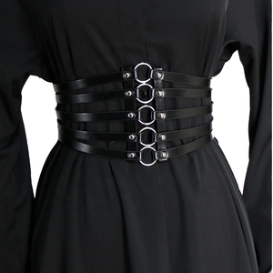 Vintage Punk Style Extra Long PU <b>Belt</b> with <b>Wide</b> Waist Seal Sexy Alloy Buckle Decorative <b>Belt</b> for Women Large Size - Product Image 1