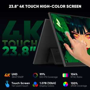 Vente en gros 23.8 pouces 4K HDR <span class=keywords><strong>USB</strong></span> <span class=keywords><strong>C</strong></span> alimenté écran IPS moniteur <span class=keywords><strong>Portable</strong></span> tactile intégré haut-parleur ordinateur <span class=keywords><strong>portable</strong></span>/ordinateur de bureau béquille LCD - Product Image 2