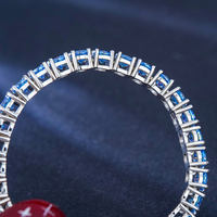 Prix d'usine Bijoux en diamant Moissanite certifiés GRA, Bracelet tennis Moissanite bleu Klein serti de pierres, en argent sterling 925 pour femme