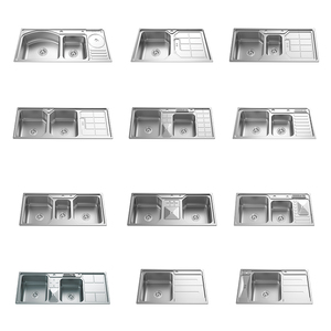 Évier multifonctionnel à <span class=keywords><strong>double</strong></span> cuvette <span class=keywords><strong>en</strong></span> acier inoxydable avec porte-couteau et poubelle - Product Image 5