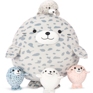 Juego <span class=keywords><strong>de</strong></span> Almohadas <span class=keywords><strong>de</strong></span> Peluche <span class=keywords><strong>de</strong></span> Foca Madre y Bebé Grises, Súper Suaves y Adorables, Cojín <span class=keywords><strong>de</strong></span> Animal <span class=keywords><strong>de</strong></span> Peluche, Regalo Confortable para Niñas, Decoración para el Hogar y Dormitorio - Product Image 1