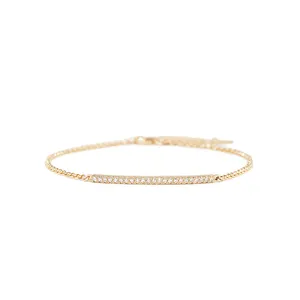 Custom Design 14K 18K Gold Plated Tennis Chain Bling Iced Out Micro Pave Diamond Bar Anklets