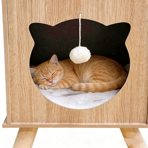 Mobilier pour chats en bois : Condo pour chat d'intérieur fermé, type table de <span class=keywords><strong>chevet</strong></span>, avec boule suspendue et coussin moelleux, multifonction - Product Image 6