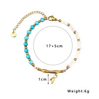 Bracelet vintage en coquillage turquoise, nœud de bambou asymétrique, fait main, esthétique, bijoux pour femmes, vente en gros